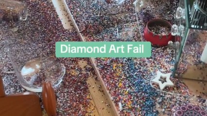 Artist has to clean up her mess of rhinestones after her art pieces goes wrong