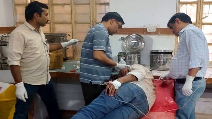 Watch Video: गाय से टकराकर पलटी कार, दो घायल