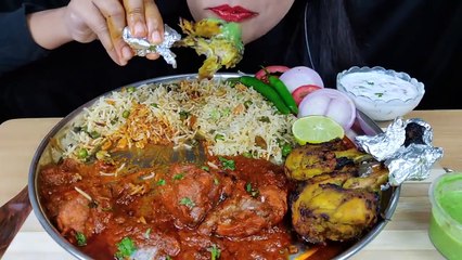 ASMR：EATING PULAO,BUTTER CHICKEN,TANGDI KABAB AND RAITA ＊EATING SHOW＊ l FOOD VIDEOS l