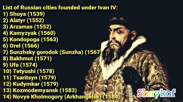 Russian Cities founded under Ivan IV