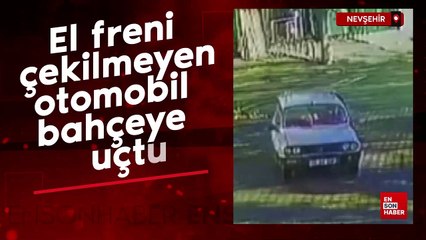 Nevşehir'de el freni çekilmeyen otomobil iş yerinin bahçesine uçtu