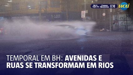 Temporal em BH: ruas e avenidas se transformam em rios