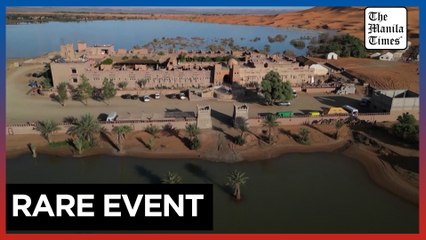 Drone footage shows Sahara floods after rare desert rainfall