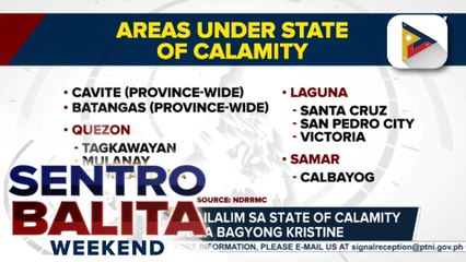 Mga lugar na isinailalim sa state of calamity, umabot na sa 158