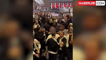 Beşiktaş Genel Kurulu'nda büyük kavga! Eski ve yeni başkanının destekçileri birbirine girdi