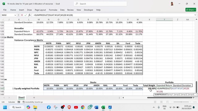 1How to Allocate Assets in a 10-Stock Portfolio in Excel | Urdu/Hindi Tutorial with Excel Solver | stocks portfolio Allocation of assets in portfolio in excel part 3