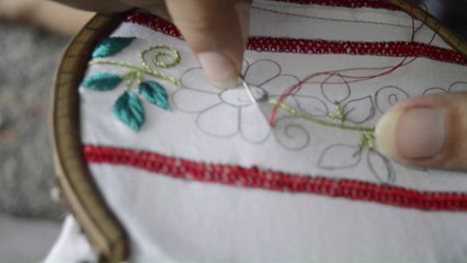 Beautiful Flower & Leaf Embroidery Tutorial | Hand Embroidery for Kurta, Neckline, and Sleeves Designs