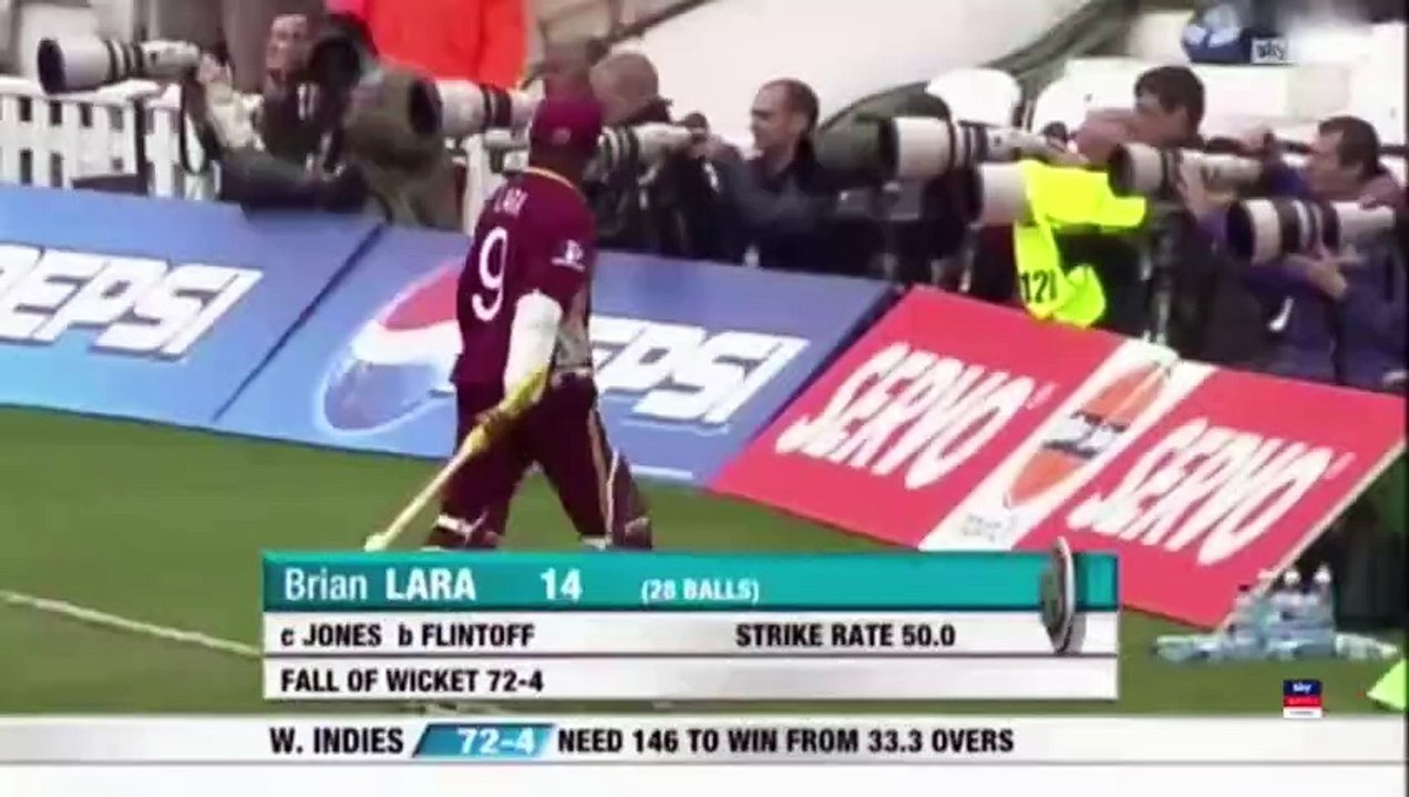Andrew Flintoff Big wicket of Dwayne Bravo at Lords in 2004
