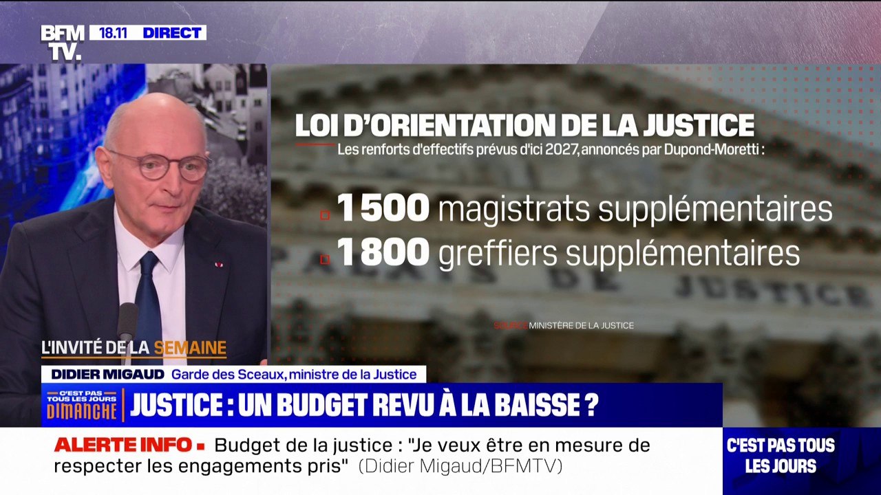 Budget du ministère de la Justice: "Je souhaite que la rallonge permette de respecter les engagements", affirme Didier Migaud