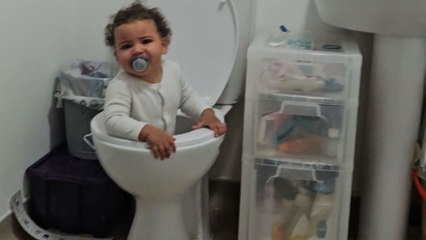 Unexpected plunge: Child safely extricates from toilet after climbing mishap