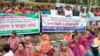 সাব রেজিস্ট্রি অফিসের নকশ নবীশদের চাকুরী জাতীয়করণের দাবীতে জাতীয় প্রেসক্লাবের সামনে অবস্থান