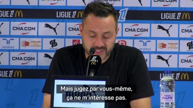 Marseille - De Zerbi : L'arbitrage et le carton rouge, je ne veux pas en parler