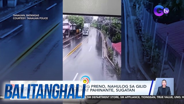 Truck na nawalan ng preno, nahulog sa gilid ng kalsada; Driver at pahinante, sugatan | Balitanghali