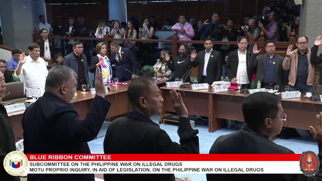 Former President Duterte and Former Senator De Lima take oath during the Senate hearing | GMA Integrated News