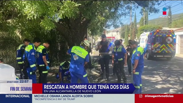 Rescatan a hombre que llevaba dos días atrapado en una alcantarilla en San Nicolás de los Garza