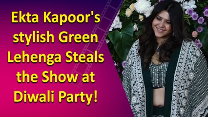 Ekta Kapoor's stylish Green Lehenga Steals the Show at Diwali Party!