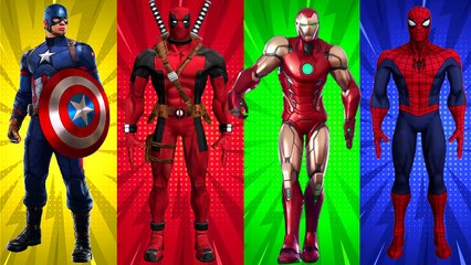 SUPERHERO COLOR DANCE CHALLENGE Captain America vs Deadpool vs Iron Man vs Spiderman