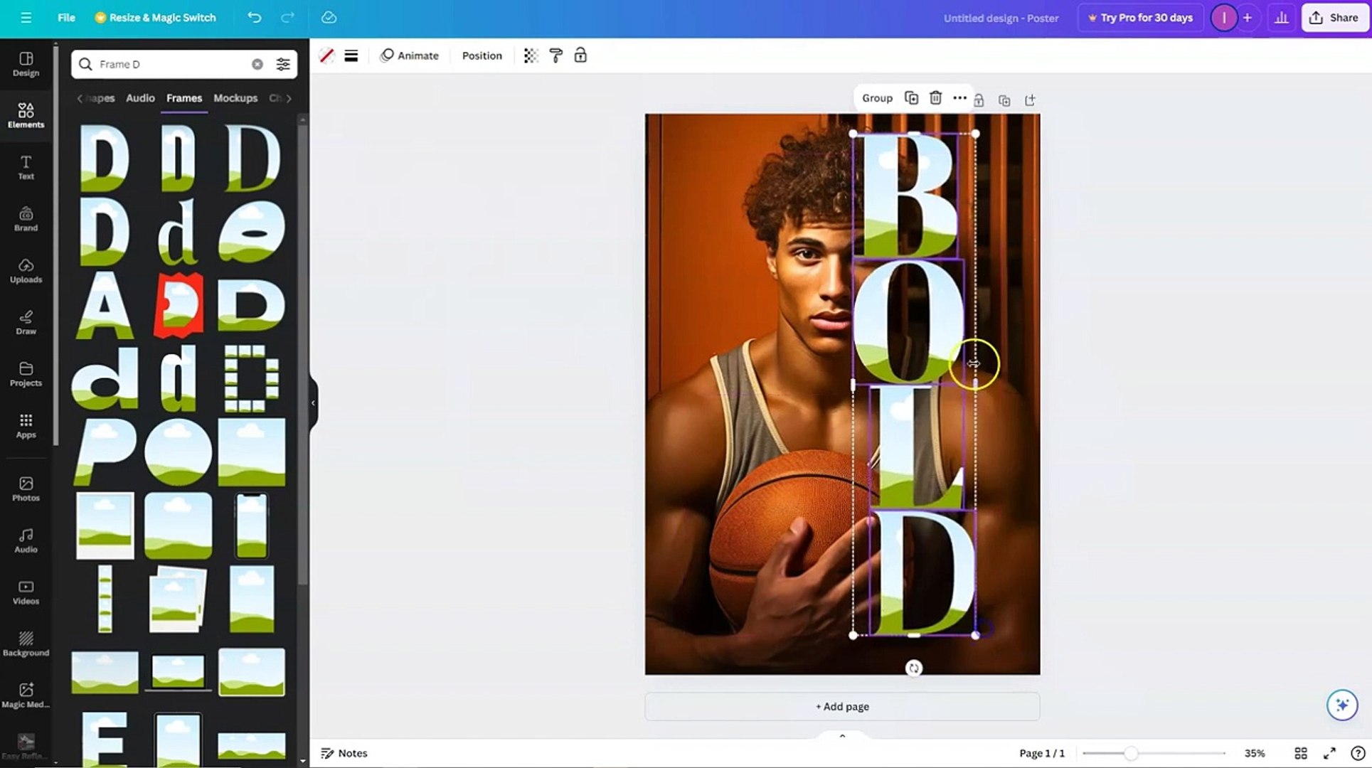 Modern Face Typography Poster Design in Canva l Sport poster Design in Canva