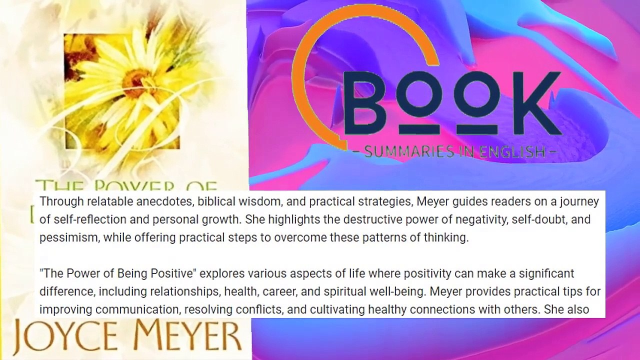 The Power of Being Positive Book Summary - The Power of Being Positive by Joyce Meyer - Book Summaries in English (BSIE) (720p, h264, youtube)