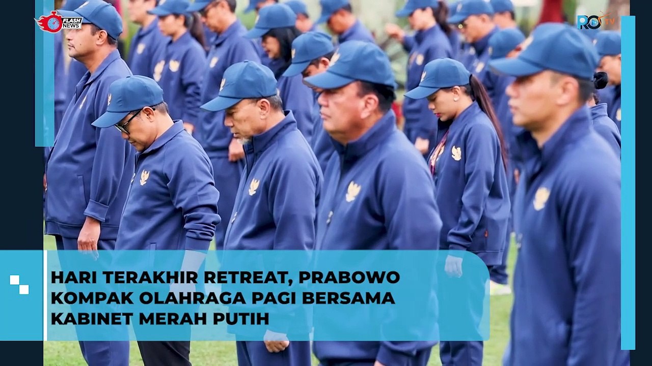 Hari Terakhir Retreat, Prabowo Kompak Olahraga Pagi bersama Kabinet Merah Putih