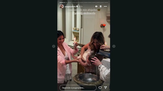 El bautismo de Laia y Aimé, las gemelas de Daniela Celis y Thiago Medina