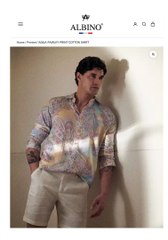 AQUA PAISLEY PRINT COTTON SHIRT