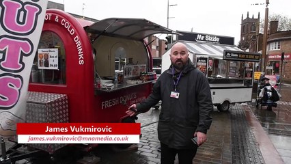 Reporter James Vukmirovic tries out the new spud van in Dudley town centre.