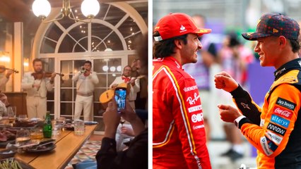 Carlos Sainz festeja su triunfo en el GP de México al ritmo de Mariachi y junto a Lando Norris