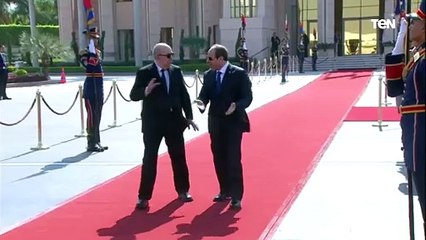 الرئيس عبد الفتاح السيسي يقوم بتوديع الرئيس الجزائري في مطار القاهرة الدولي