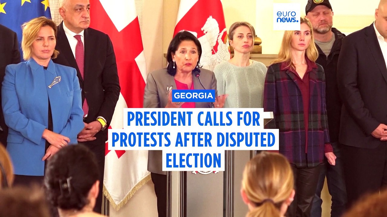 Georgian president calls for protests after ruling party wins disputed election