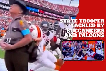 Rakim Jarrett takes down state trooper in a swift knee-buckling tackle