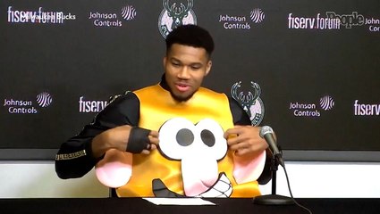 Giannis Antetokounmpo Rocks Mr. Potato Head Costume at Postgame Press Conference: 'I'm a Father First'