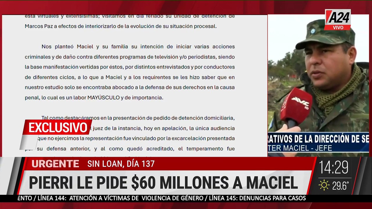  LOAN: EL ABOGADO DEL EX COMISARIO WALTER MACIEL LE PIDE $60 MILLONES