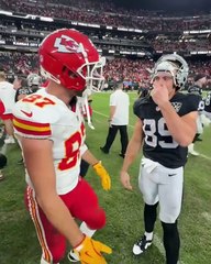 Sweet moment when Travis Kelce asks Brock Bowers for his jersey and a picture