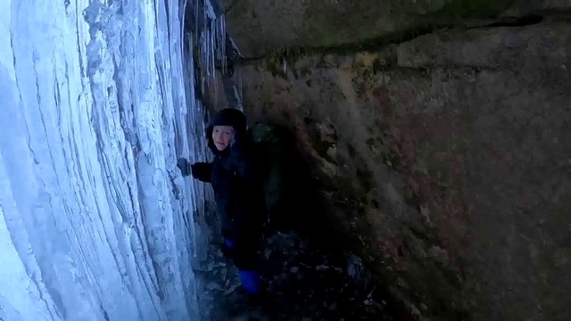 Winter Camping Under Frozen Waterfall in Survival Shelter Hot Tent - Winter Backpacking & Hiking