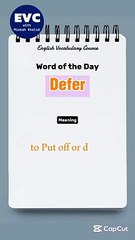 "Defer" Meaning in English| English Vocabulary Course #english #englishvocabulary