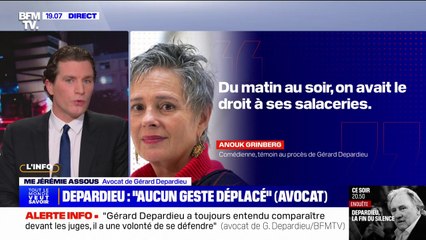 "Il l'assume": selon l'avocat de Gérard Depardieu, l'acteur reconnaît "des grossièretés", mais pas d'agression