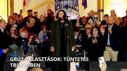 Tömegtüntetés Tbilisziben a választási csalás ellen