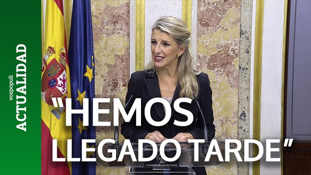 Yolanda Díaz pide perdón y afirma que han llegado tarde tras las acusaciones contra Errejón
