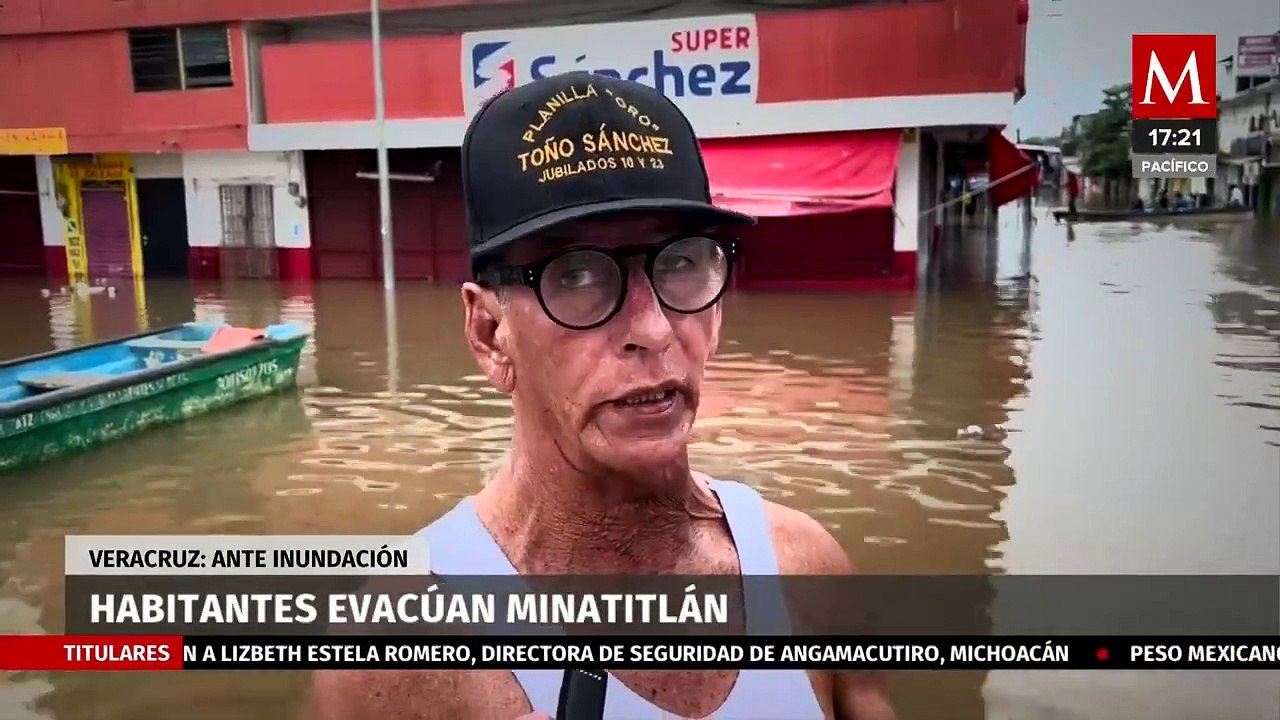 Desborde del río Coatzacoalcos en Veracruz provoca inundaciones en Minatitlán
