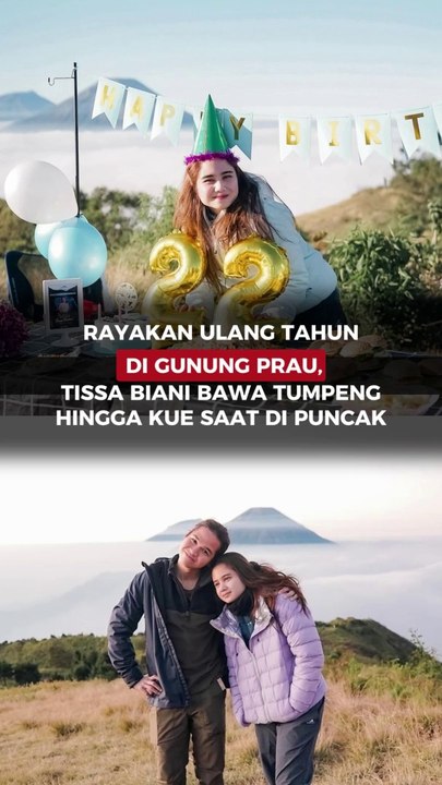 Rayakan Ulang Tahun di Gunung Prau, Tissa Biani Bawa Tumpeng Hingga Kue Saat di Puncak