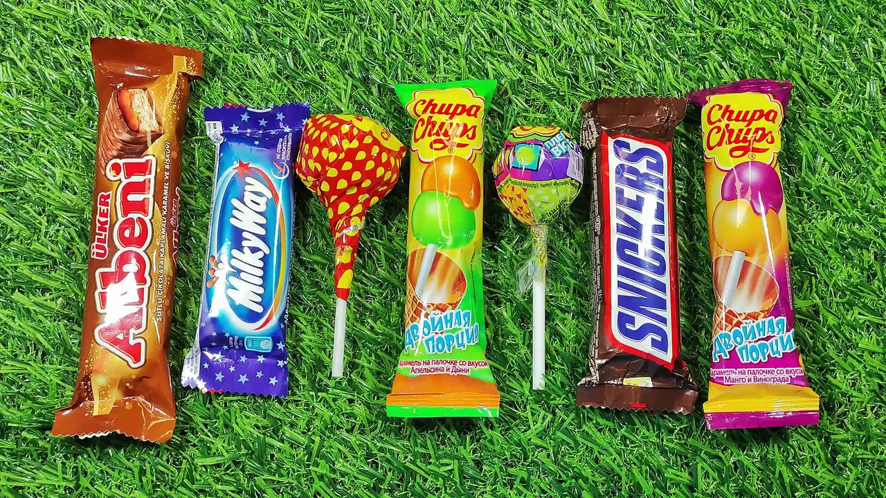 Satisfying video Asmr lollipops candy and chocolate gummy candy unboxing video