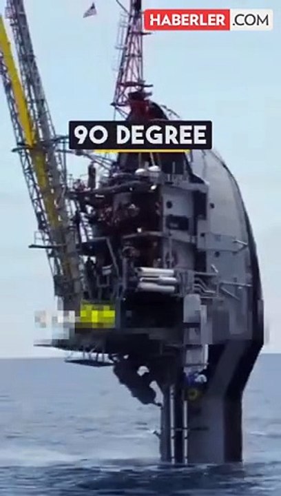 Dünyanın en tuhaf gemisi, fütüristik okyanus laboratuvarına dönüşmek için kasıtlı olarak kendini batırdı ve dikey konuma geçti