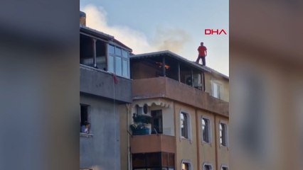Kağıthane'de izolasyonları ısıtan adam yaktığı çatıda mahsur kaldı