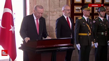 Devlet erkanı Cumhuriyet Bayramı töreni için Anıtkabir'de