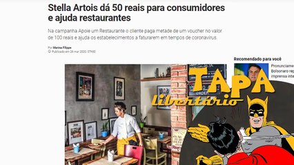 Stella Artois dá dinheiro para consumidores e ajuda restaurantes | TL - 04/04/20 | ANCAPSU