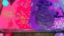 Purple Vs pink ASMR Slime Mixing with Makeup, Glitter, and Shimmer | Satisfying ASMR