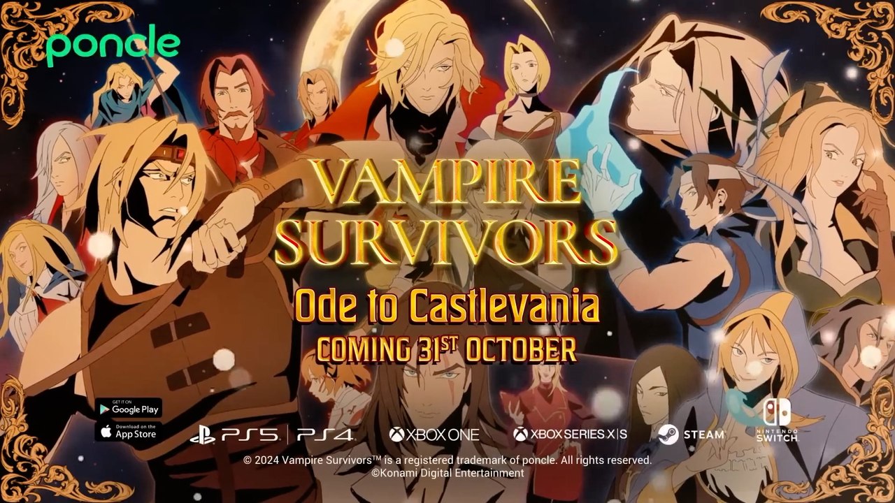 Vampire Survivors Ode to Castlevania DLC Official Release Date Trailer
