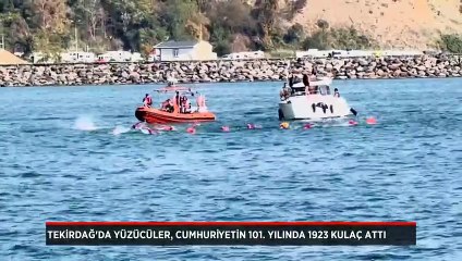Tekirdağ'da yüzücüler, Cumhuriyetin 101. yılında 1923 kulaç attı