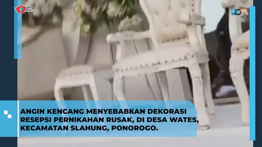 Akibat Angin Kencang Sebabkan Dekorasi Resepsi Pernikahan di Ponorogo Rusak